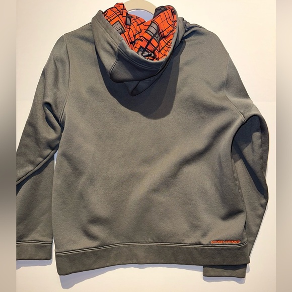 Under Armour Grey/Orange Tiger Print Cold Gear Pullover Hoodie Mens Size-Medium - Picture 2 of 7